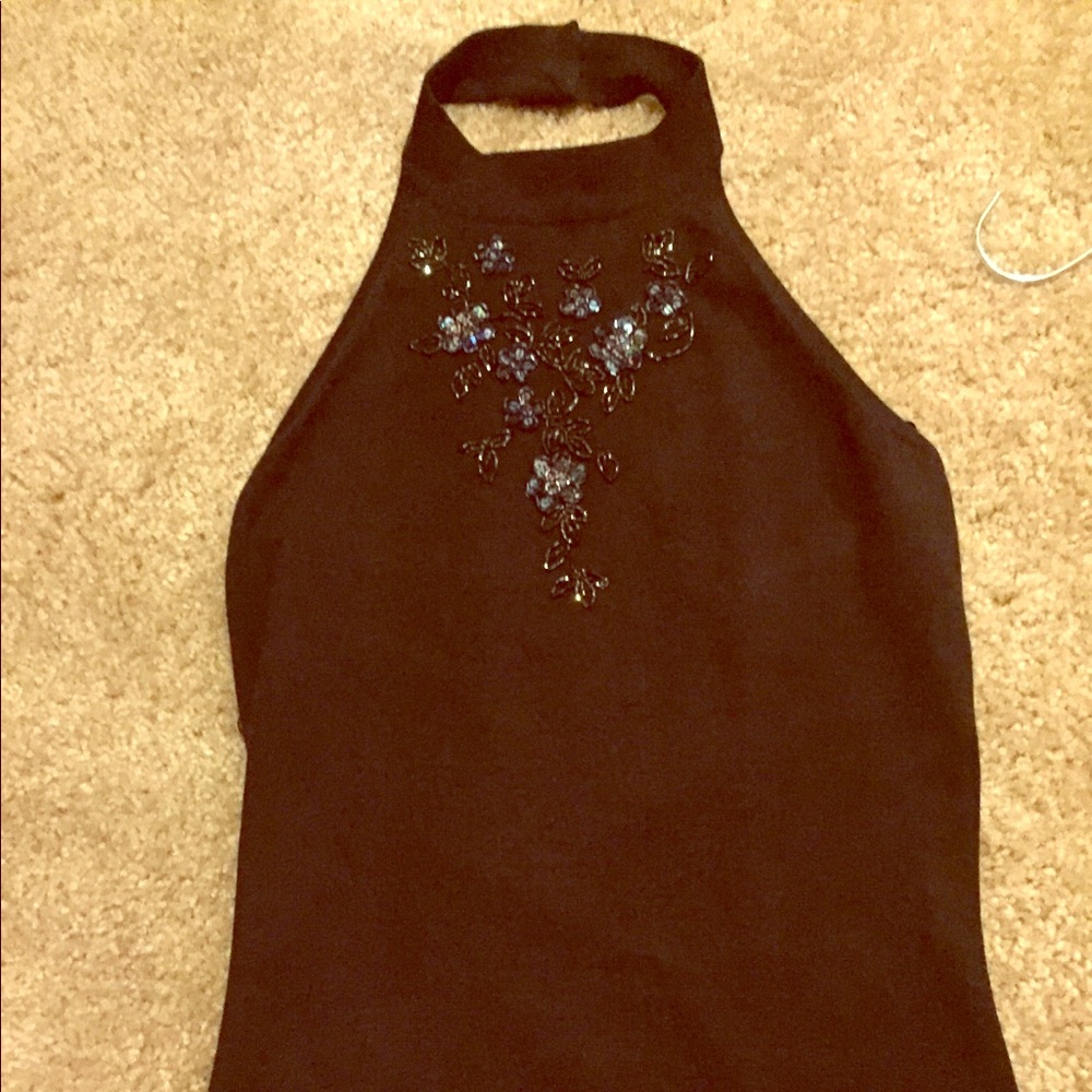 Cache Black Top With Rhinestone Design - image 1